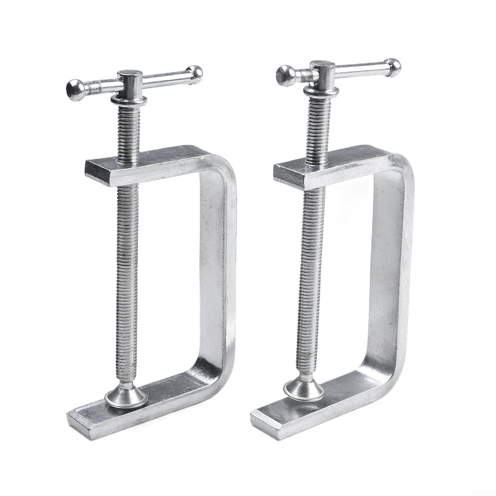 2Pcs C-Clamp, G Clamps For Woodworking, Small C Clamps with T-Bar Handle for Woodworking, Welding, Building(0-85MM)