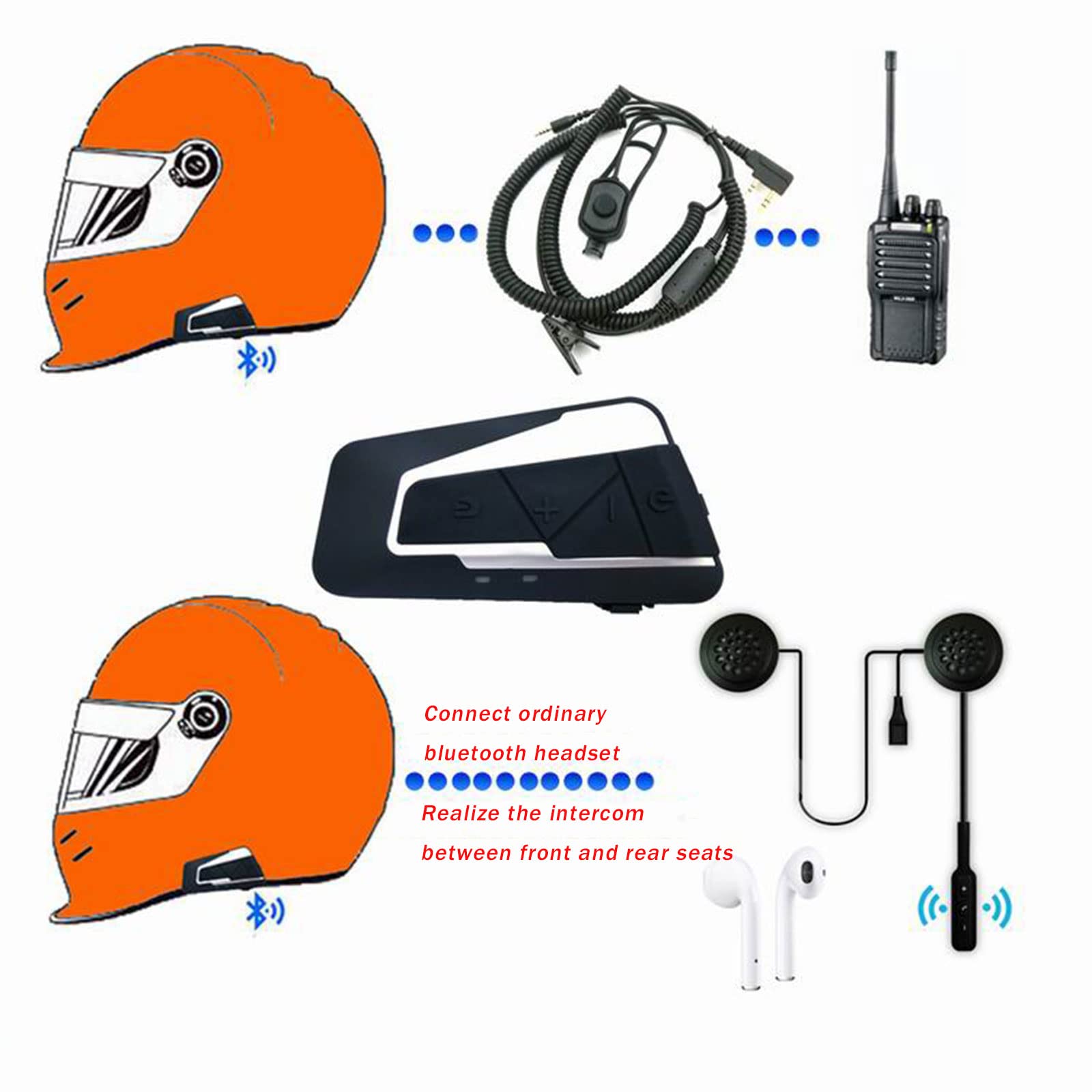 Interkom motocyklowy Bluetooth z kaskiem z redukcją szumów Uniwersalny interkom w kasku Słuchawki Bezprzewodowy domofon little surprise