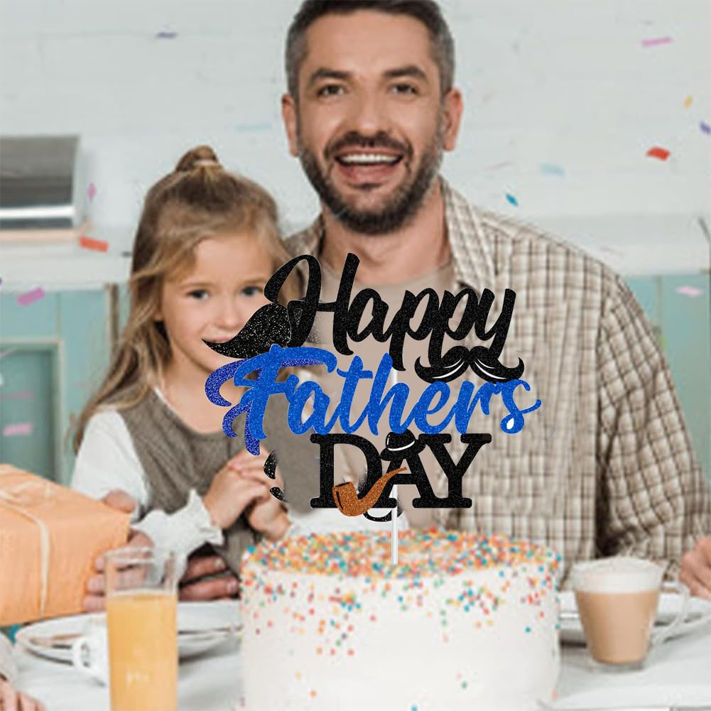 MEZHEN Father's Day Cake Decoration Set - 37 Paper Cake Toppers & Decorations - Blue, Red - Image 4