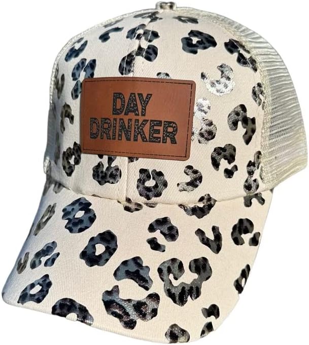 Silva Lining Day Drinker Womens Leopard Western Cow Ponytail Hat