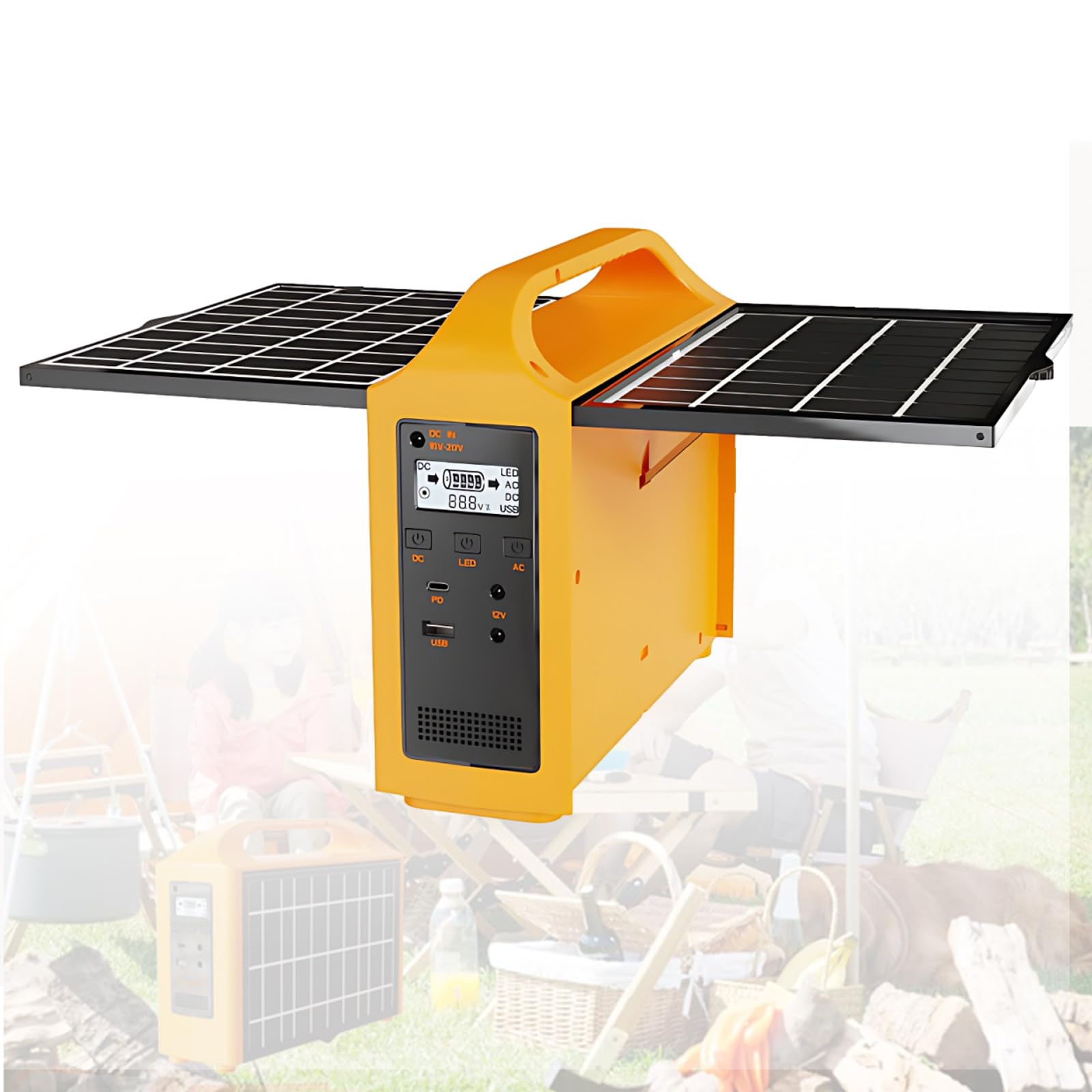 Estación De Energía Portátil Carga Solar, Batería De Respaldo Lifepo4 De 76.8wh con Salida USB-C De Ca De 100w, Generador Solar De Carga Rápida, Camping, Pesca Y Pícnic