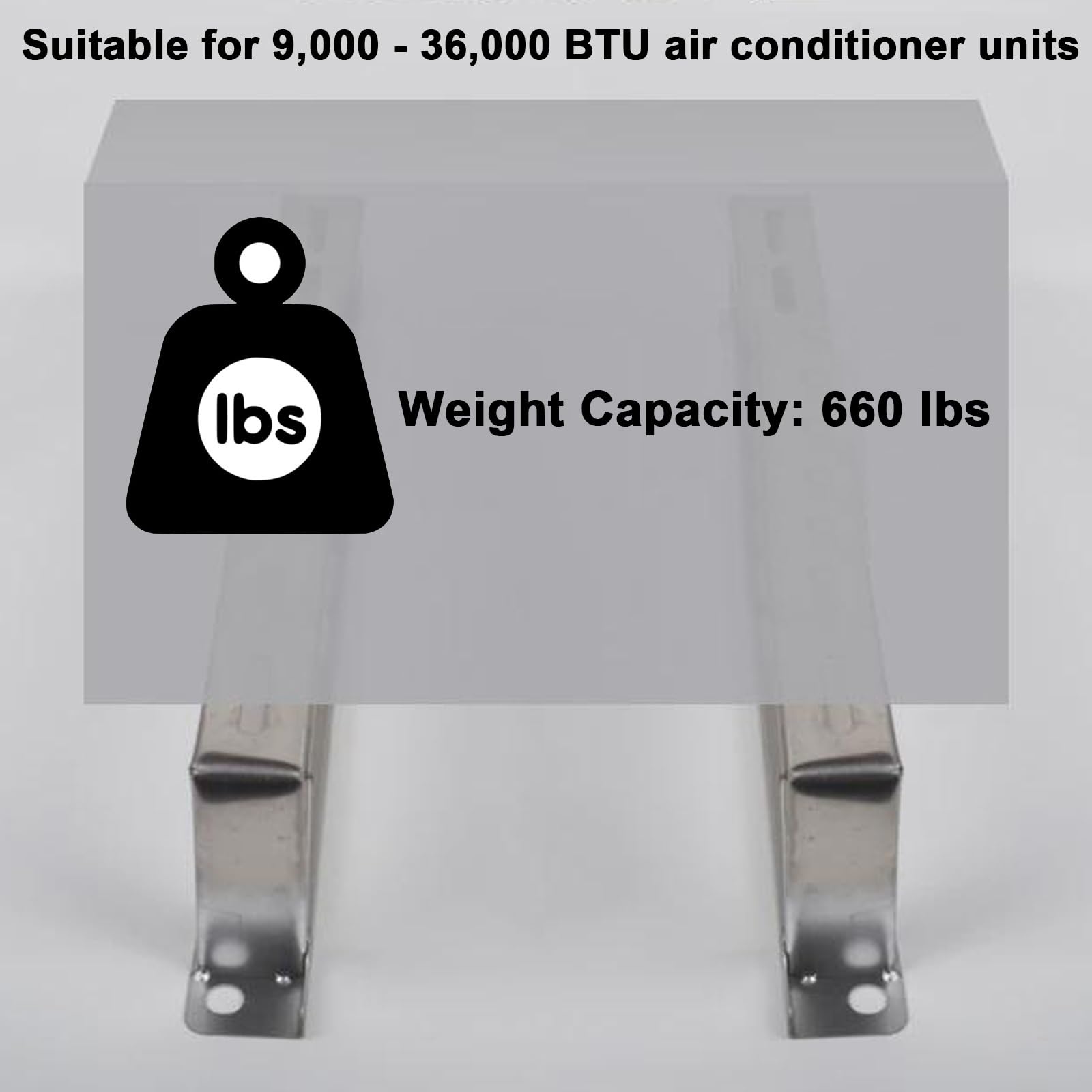 Supporto a terra in acciaio inox per condizionatore d'aria mini split, staffa di supporto per sistemi a condensatore e pompa di calore, 47,8 x 10 cm