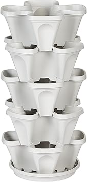 Mr. Stacky 5 Tier Stackable Strawberry, Herb, Flower, and Vegetable Planter - Vertical Garden Indoor/Outdoor