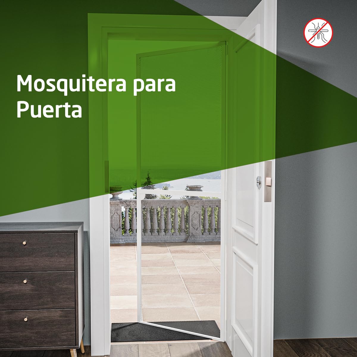 Amig - Mosquitera para Puerta - 100 x 220 cm - Protección Eficaz - Ajustable - Kit Completo con Marco, Malla y Accesorios - Aluminio y Fibra de Vidrio - Blanco/Gris - Protección Anti-Mosquitos