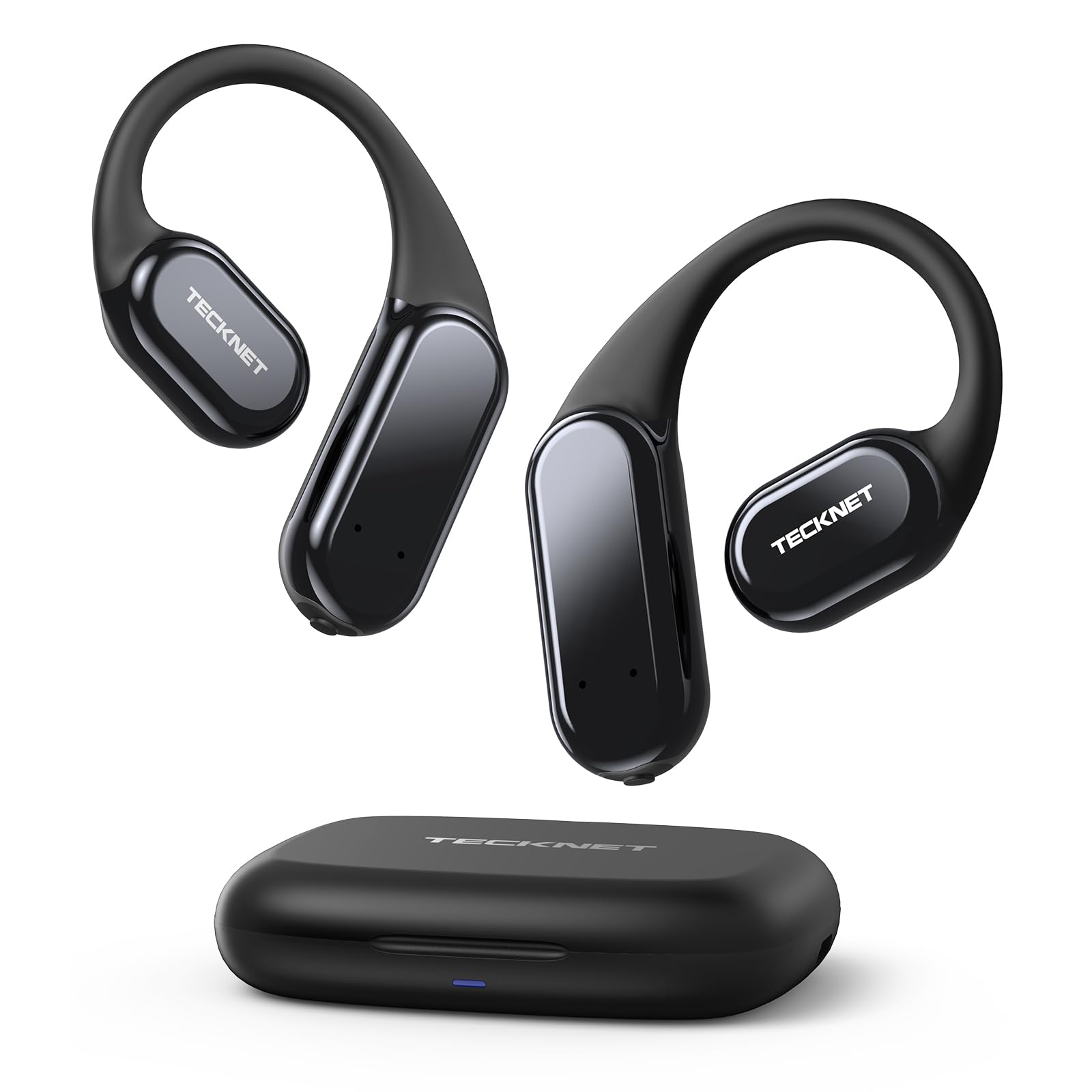 TECKNET Open-Ear Kopfhörer, Bluetooth Knochenschall Kopfhörer Kabellos, 60 Stunden Spielzeit und Schnellladung, IP68 Wasserdicht, Leicht Sport Kopfhörer Kabellose Mit Tragekoffer