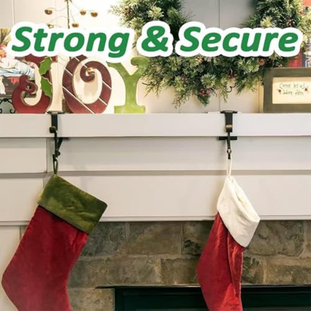 ZYWUOY Colgador de guirnalda resistente, soporte para calcetines de Navidad, gancho de mantel, diseño ajustable sin taladro, metal resistente a la corrosión para decoración de chimenea interior y
