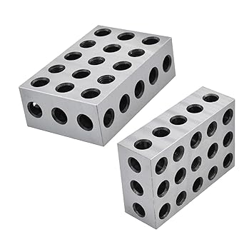 mitoharet 1-2-3 Machinist Blocks 23 Holes Matched Pair (1x2x3) Ultra Precision Machinist Set Up Blocks 0.0002In 123 Jig Replacement for Milling Machine (2-Pack)