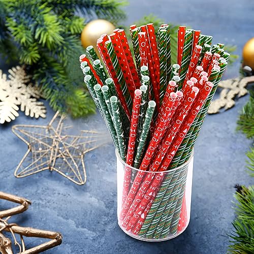 Uiifan 100 pitillos navideños de plástico reutilizables 9 pulg miniatura 6