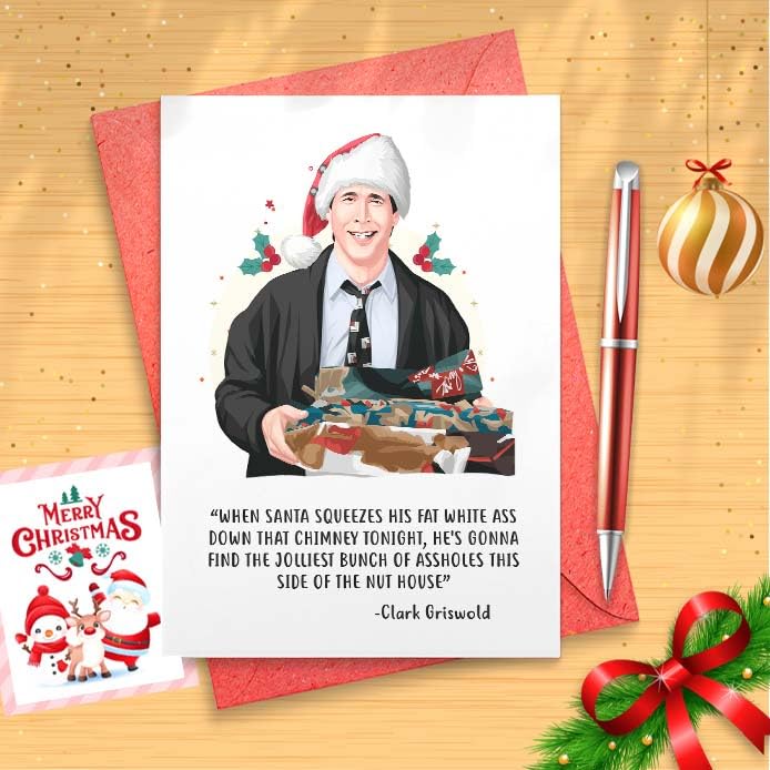 Funny Christmas Card, Christmas Vacation, Chevy Chase