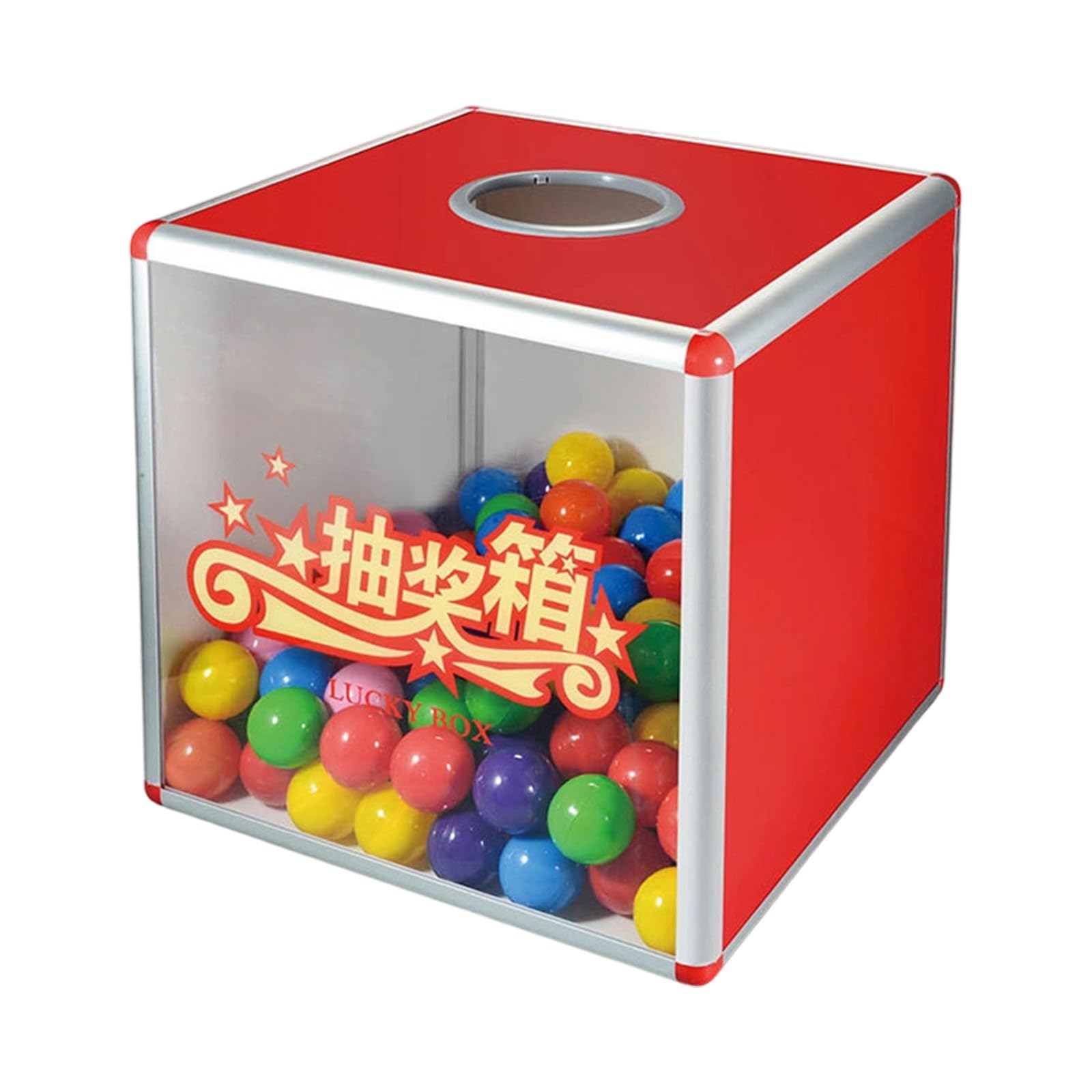 Hsioluted Aluminum Alloy Raffle Box 200 Bright Balls for Parties, & Festival Activities Random Color Prize Draw Container