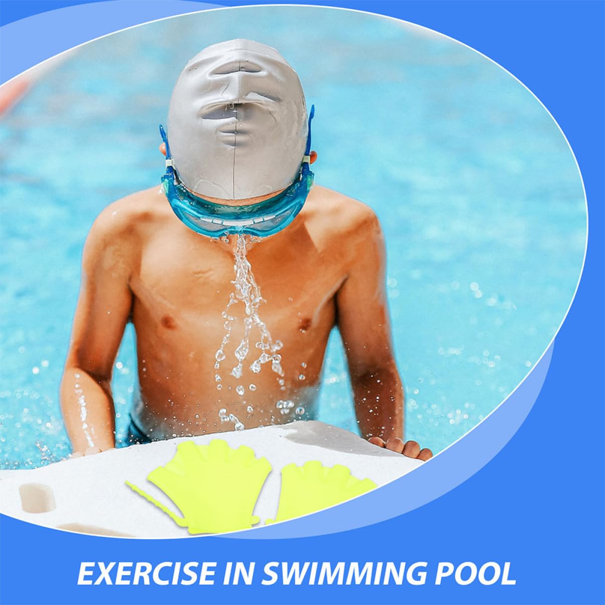 INOOMP 4pcs Swim Paddles Wear Resistant Silicone Swim Training Gloves for Pool Fun and Diving Practice for Beginners and Water Fitness Activities Fluorescent