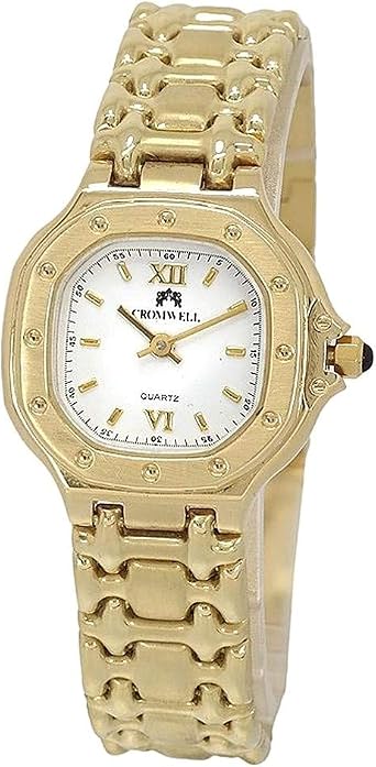 Reloj oro 18k Cromwell mujer brillo mate esfera blanca rectangular :  Amazon.es: Moda