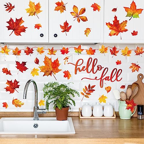 Whaline-Fall-Wall-Decor-Stickers-Hello-Fall-Maple-Leaves-Wall-Decals-Small-Room-Mural-Stickers-for-Autumn-Holidays-Home-Classroom-Birthday-Thanksgiving-Party-Decoration-83-x-106-Inch-9-Sheets Whaline Fall Wall Decor Stickers Hello Fall Maple Leaves Wall Decals Small Room Mural Stickers for Autumn Holidays Home Classroom Birthday Thanksgiving Party Decoration 83 x 106 Inch 9 Sheets