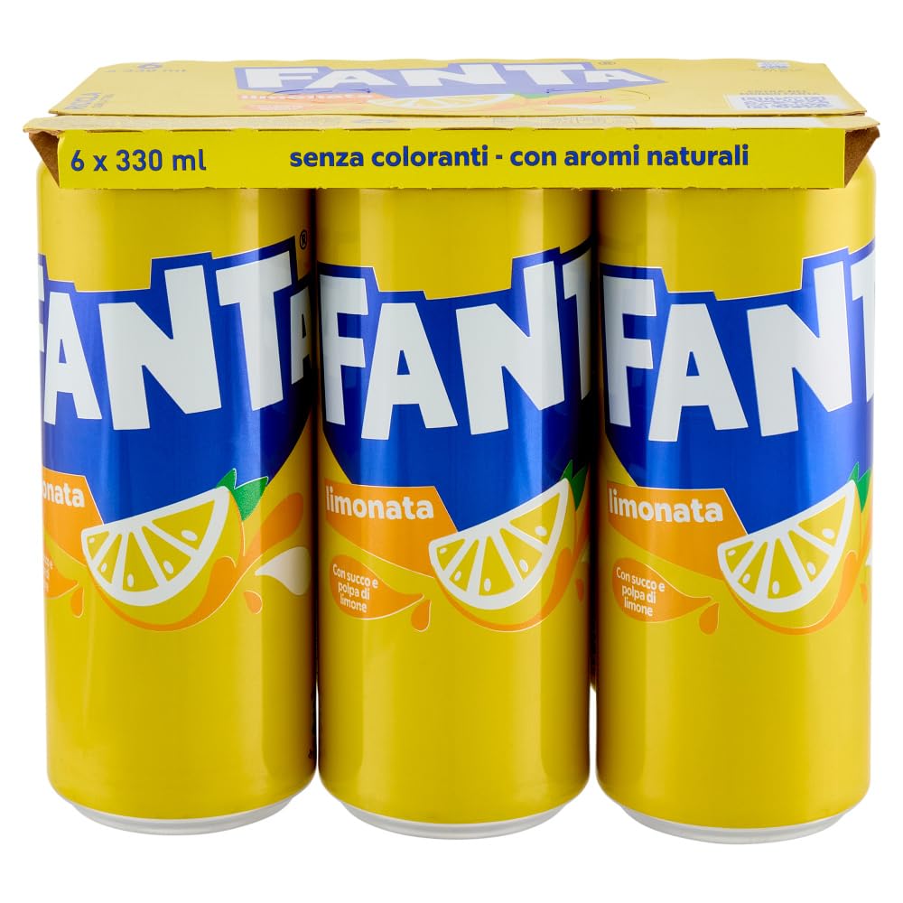 Italian Gourmet Limonata Zitronenlimonade Dosen 48 x 330ml Party Vorrat | Koffeinfrei, mit Zitronensaft; bevanda frizzante analcolica, fresca, Gesamtnettogewicht 15,84 L + Kostenlos Polpa 400g