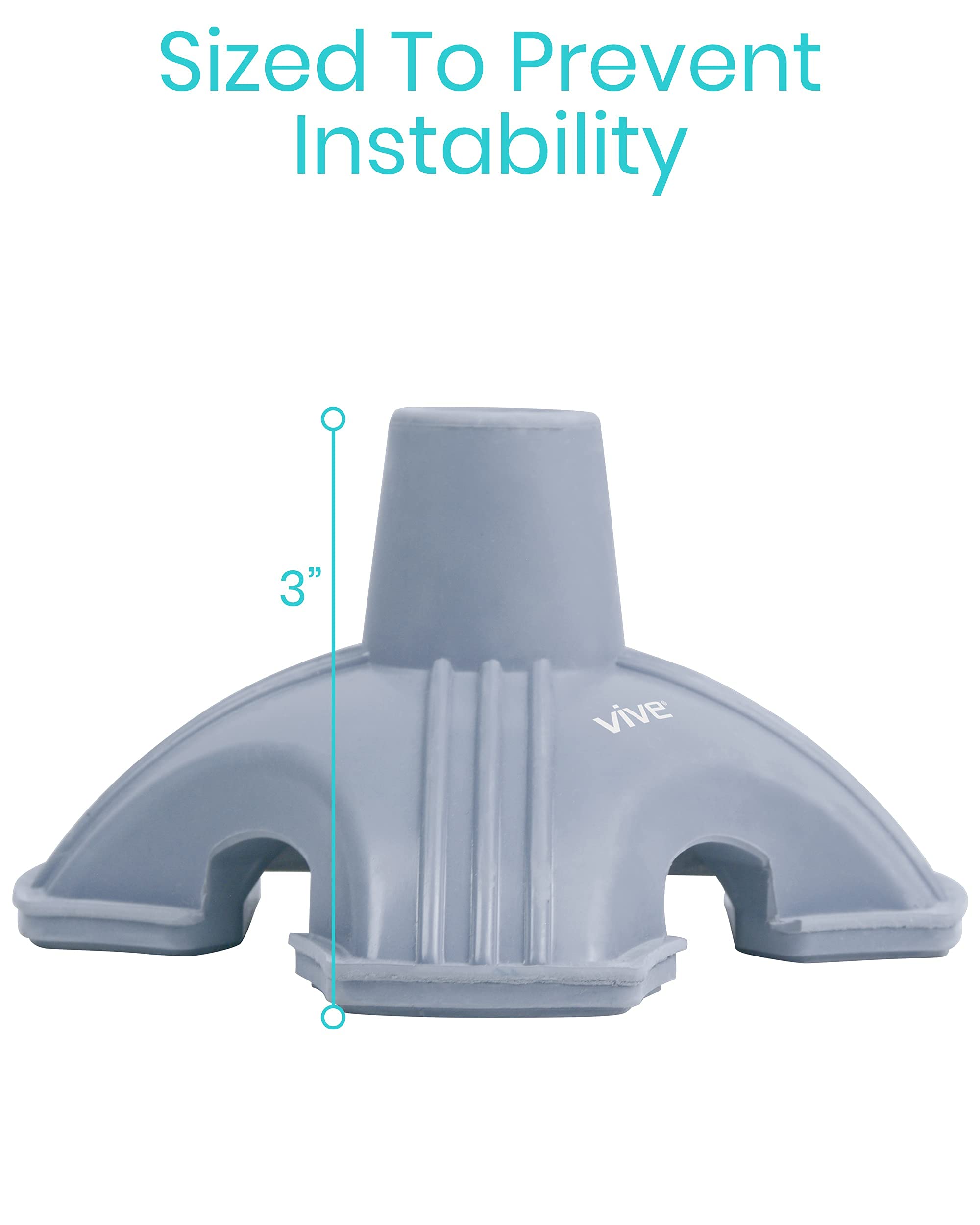 Vive Cane Tip Quad Rubber Replacement Foot Pad for Walking Canes Stable Four Point, Self