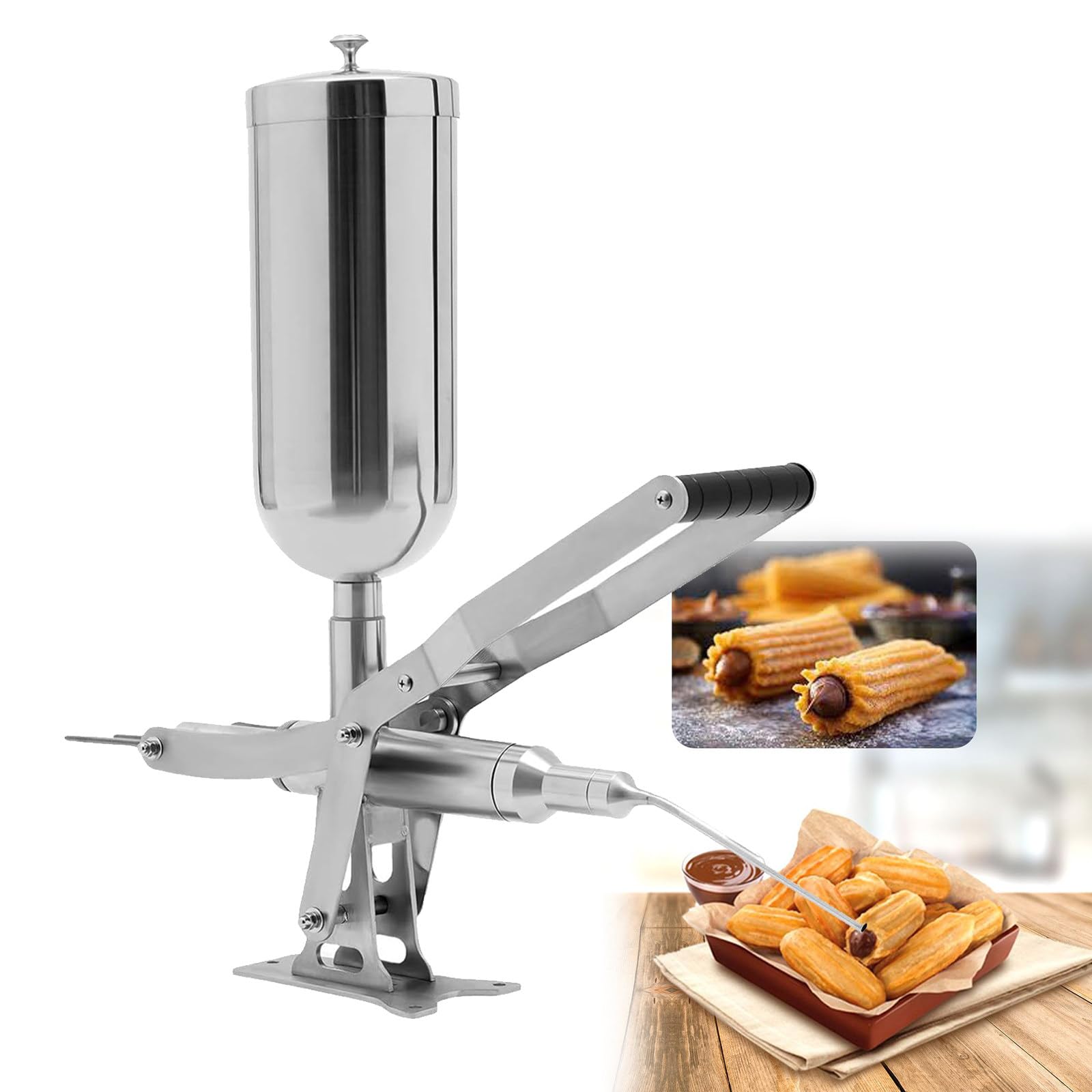 Riempitrice manuale per dessert per Churros e ciambelle, strumento da cucina in acciaio inossidabile per un facile riempimento nei ristoranti