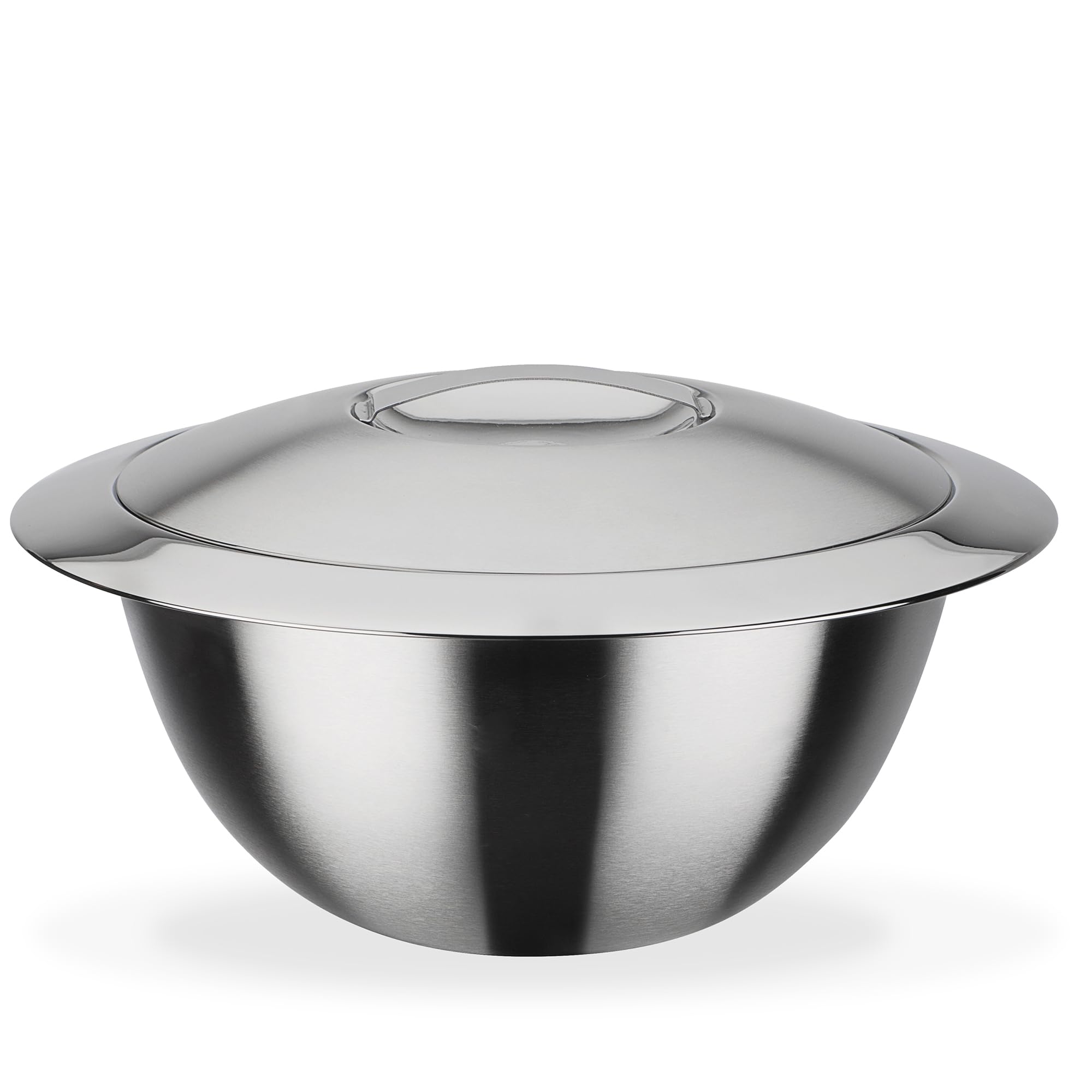 GSW Servier-Thermoschüssel – hochwertige Servierschüssel mit Deckel, 7 Liter Volumen, doppelwandige Isolierung warm und kalt – 31cm Durchmesser, Edelstahl, Silber
