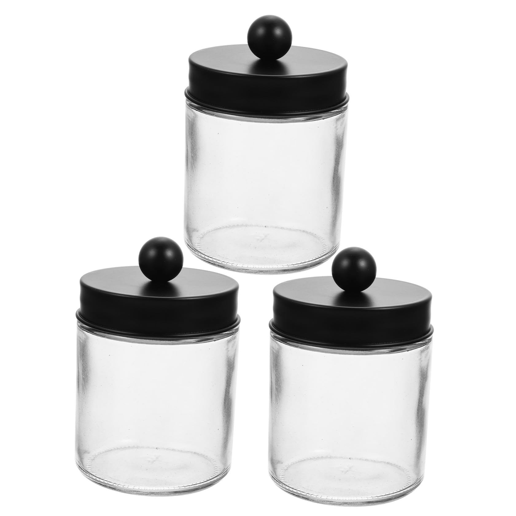 Ciieeo Wattebausch Organizer Einfach Nachfüllbar 3 Stück aus Glas und Leicht Zugänglich mit Edelstahl Deckel Leichter Bad Organizer für Vanity und Badezimmer