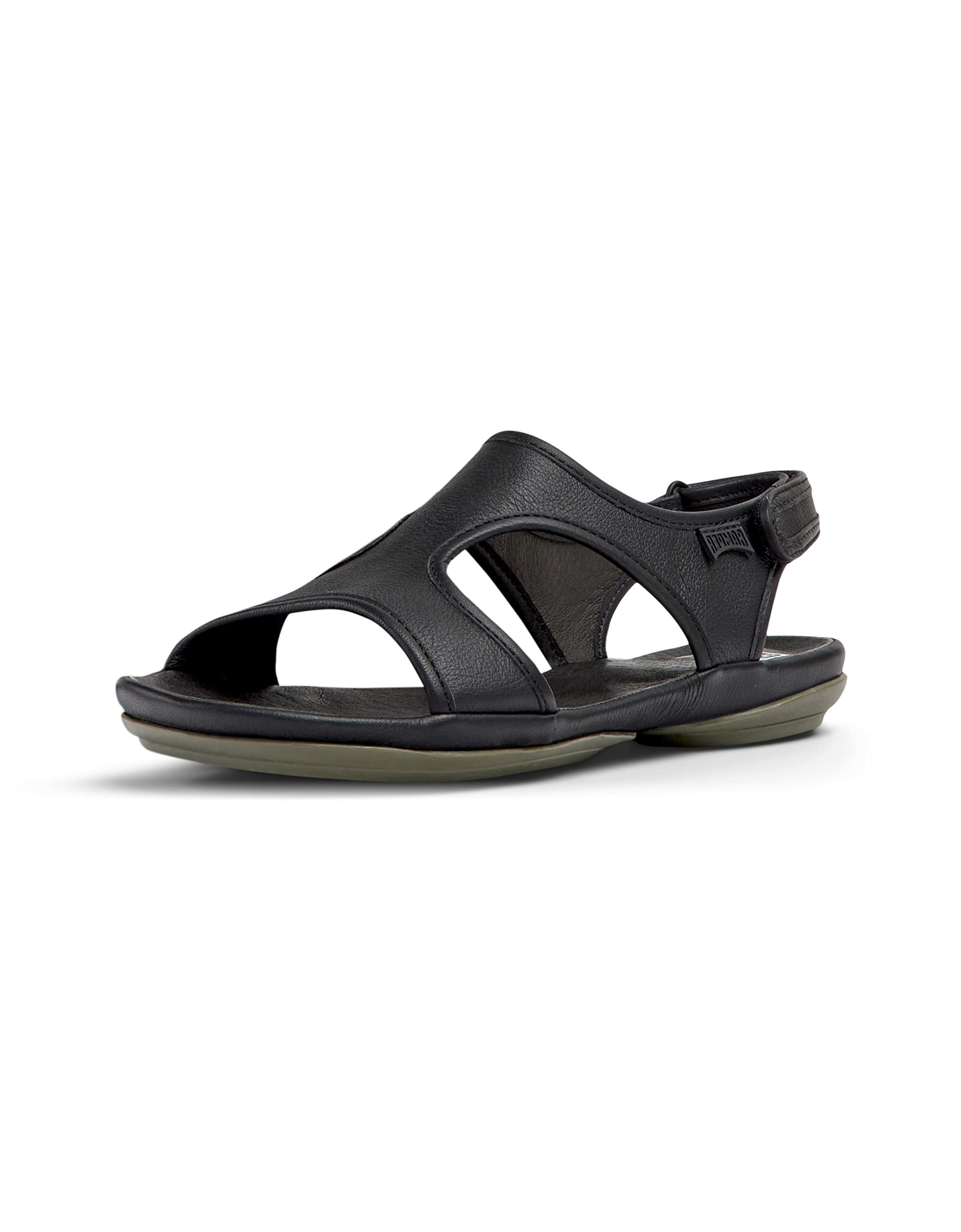 Camper Women's T-Strap Sandal Flat, Black 001, 3 UK
