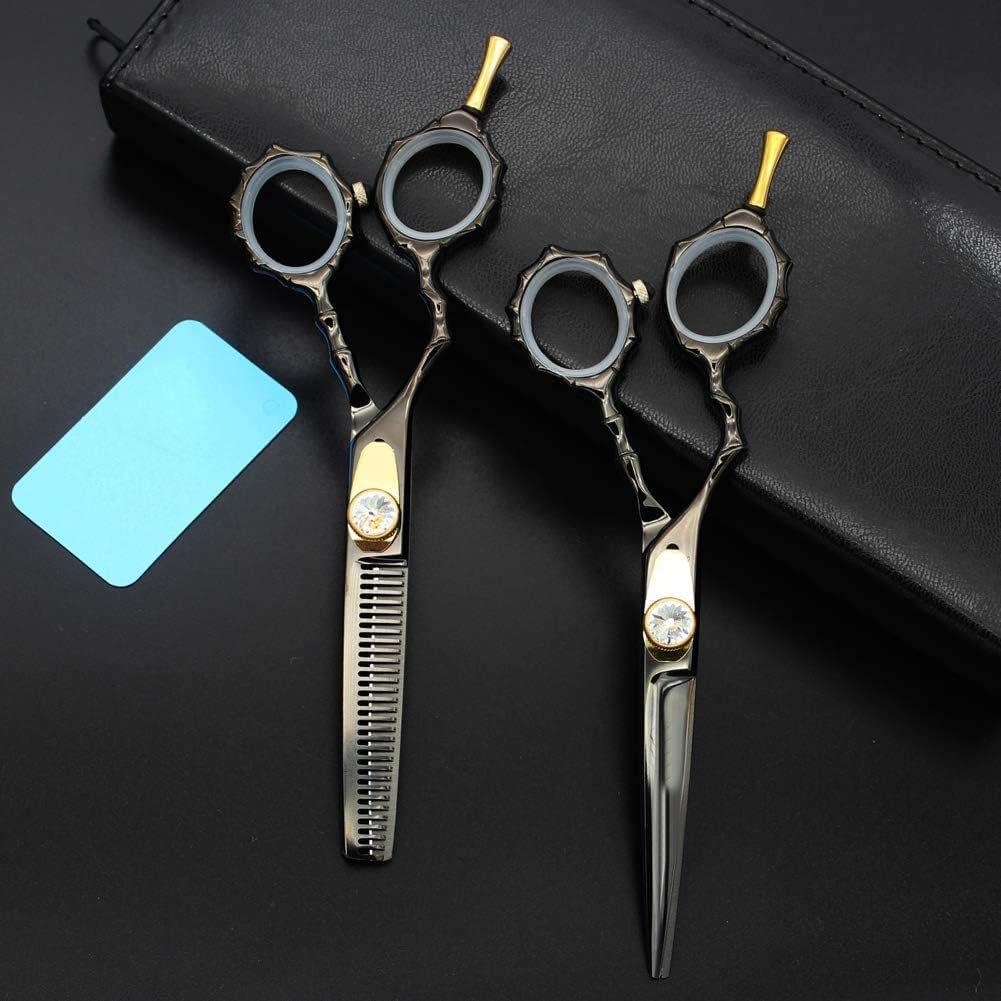 Forbici per capelli per mancini Cesoie in teflon Forbici da parrucchiere economiche Barbiere Forbici per sfoltire Parrucchiere Rasoio Taglio di capelli, colorato, 5,5 pollici Set (nero 5,5 pollici Set