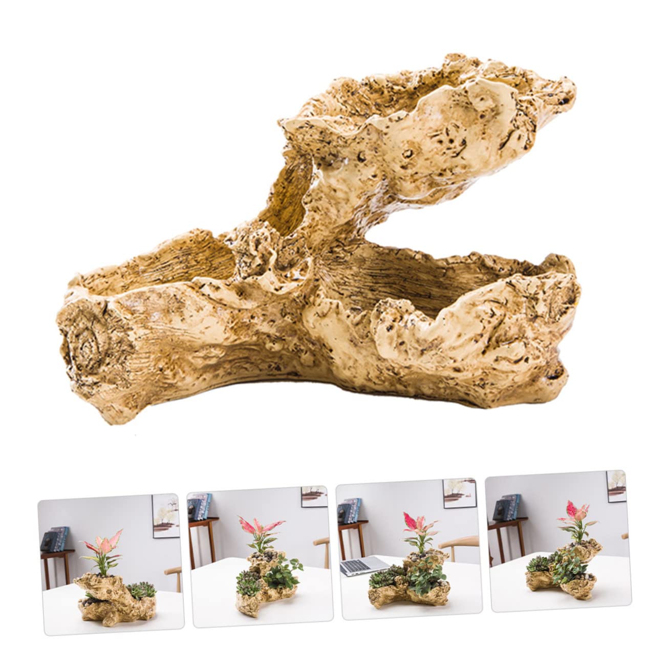 Blumentopf im Baumwurzel Design Zweilagig, aus Kunstharz