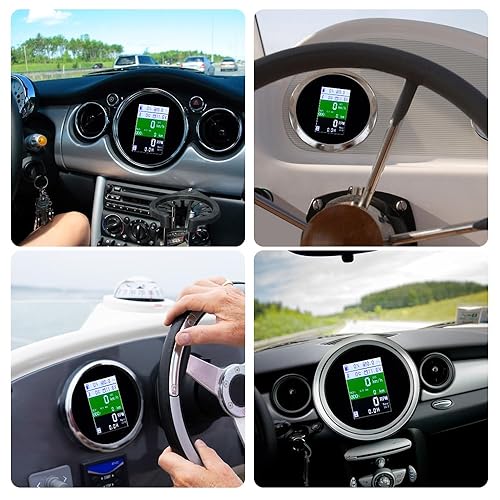 Miniatura 6 de KAOLALI Velocímetro GPS ajustable multifuncional 6 en 1 medidor digital tacómetro voltímetro presión de aceite Nivel de combustible Temperatura del