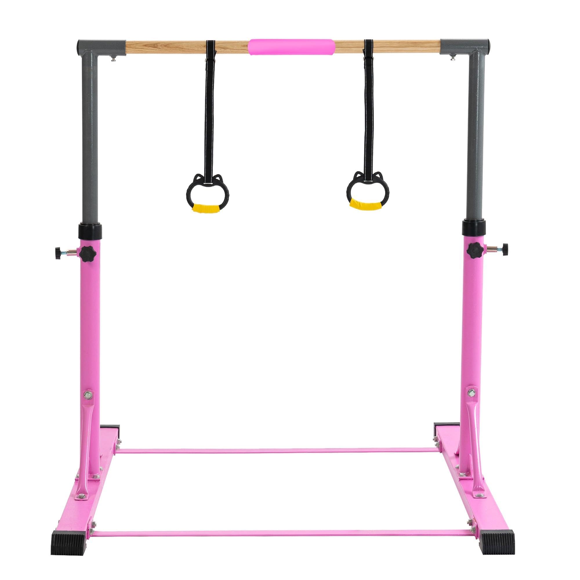 GOWE Gymnastic Bar Set Gymnastics Horizontal Bar Gymnastics Kip Bar for Kids Home Use Pink