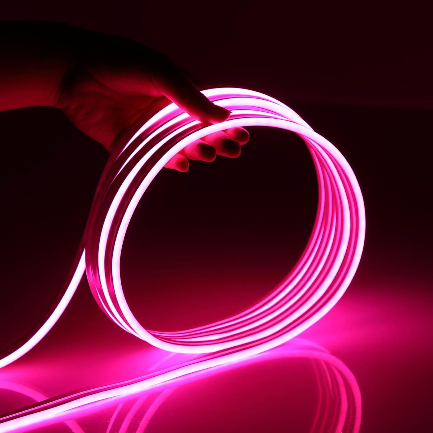 XUEBIN LED Neon Rope Lights Waterproof, Cuttable LED Strip Lights Flexible with Power Adaptor Neon Light for Diwali, Home Decoration Indoor & Outdoor (5 Meter | Pink)
