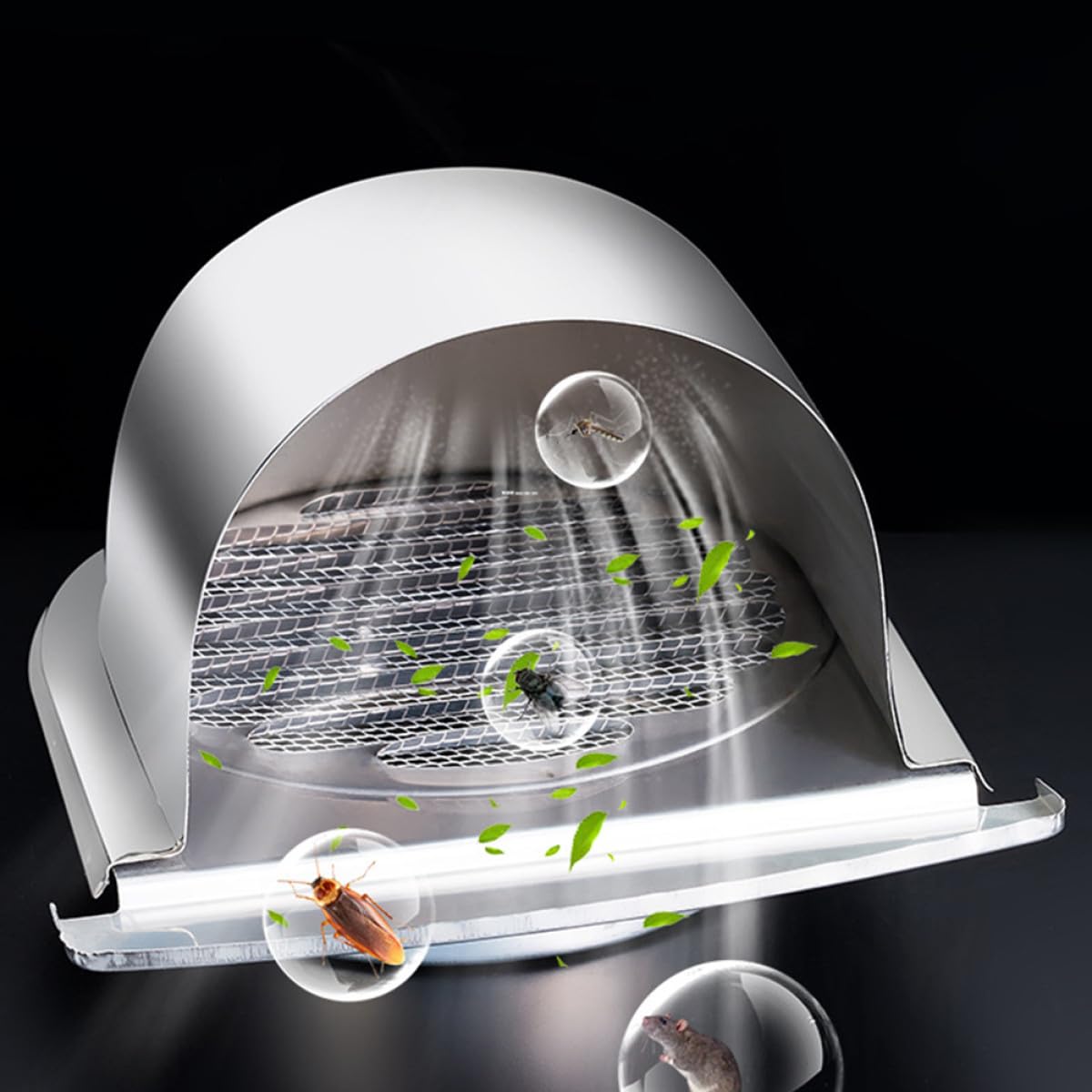 Grille de Ventilation U en Acier Inoxydable 150 Mm, Capuchon D'aération Extérieur Anti-pluie et Anti-vent, Déflecteur pour Hotte D'extraction la Cuisine, Ventilation Inox Murale