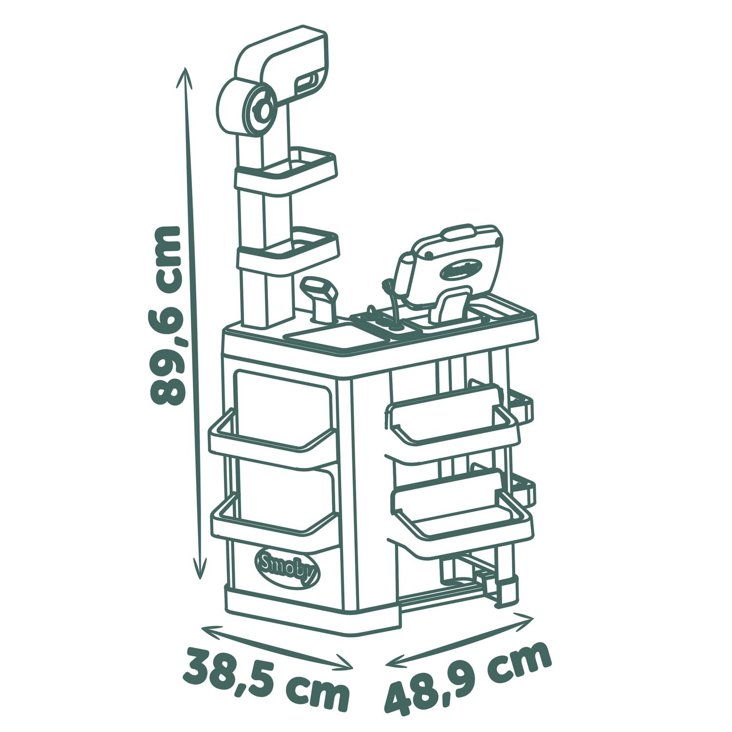 Smoby - Nature & Fresh Market - Marchande Enfant avec Caisse Enregistreuse - Scanner Sons et Lumières - 35 Accessoires Inclus - Dès 3 Ans - Fabriqué en France