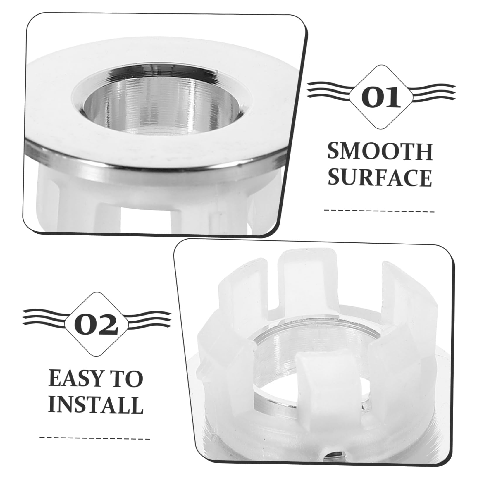 Operitacx 5 Set Copertura Decorativa Per Lavabo - Copertura Drenaggio - Lavabo Ceramica Drainamento Di Overflow Coperchio Scarico Troppopieno Vasca Anello Troppopieno Lavello 4 Pezzi * 5
