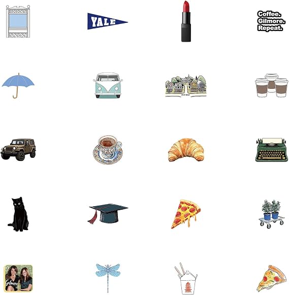 100Pcs Funny Gilmore TV Show Stickers Cartoon Aesthetic Sticker Pack Waterproof Vinyl Decals for Laptop Ebook Readers Water Bottles Journal Scrapbook