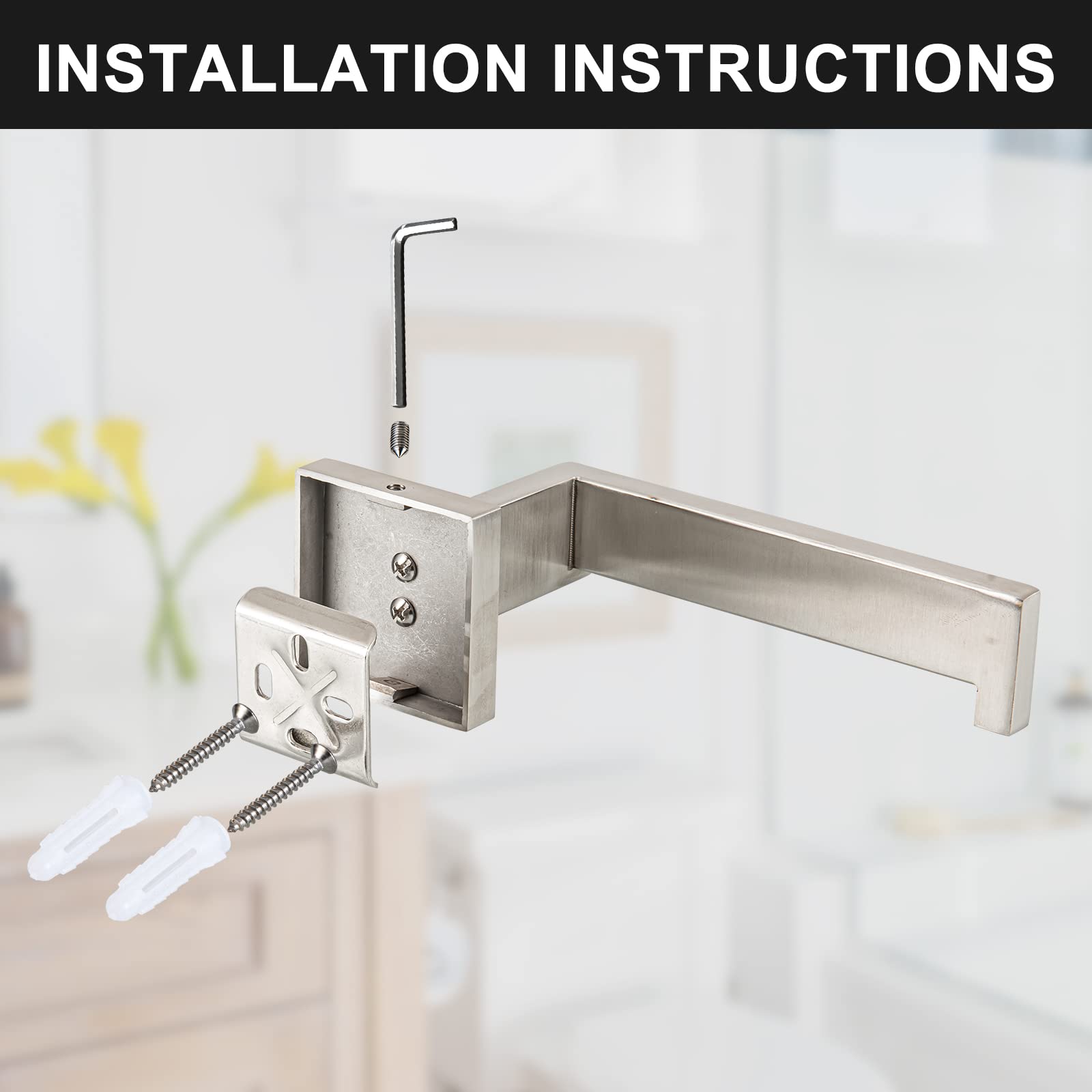 Soporte de papel higiénico para montaje en pared, soporte para rollo de papel higiénico de níquel cepillado SUS304 de acero inoxidable para baño, cocina, baño 7