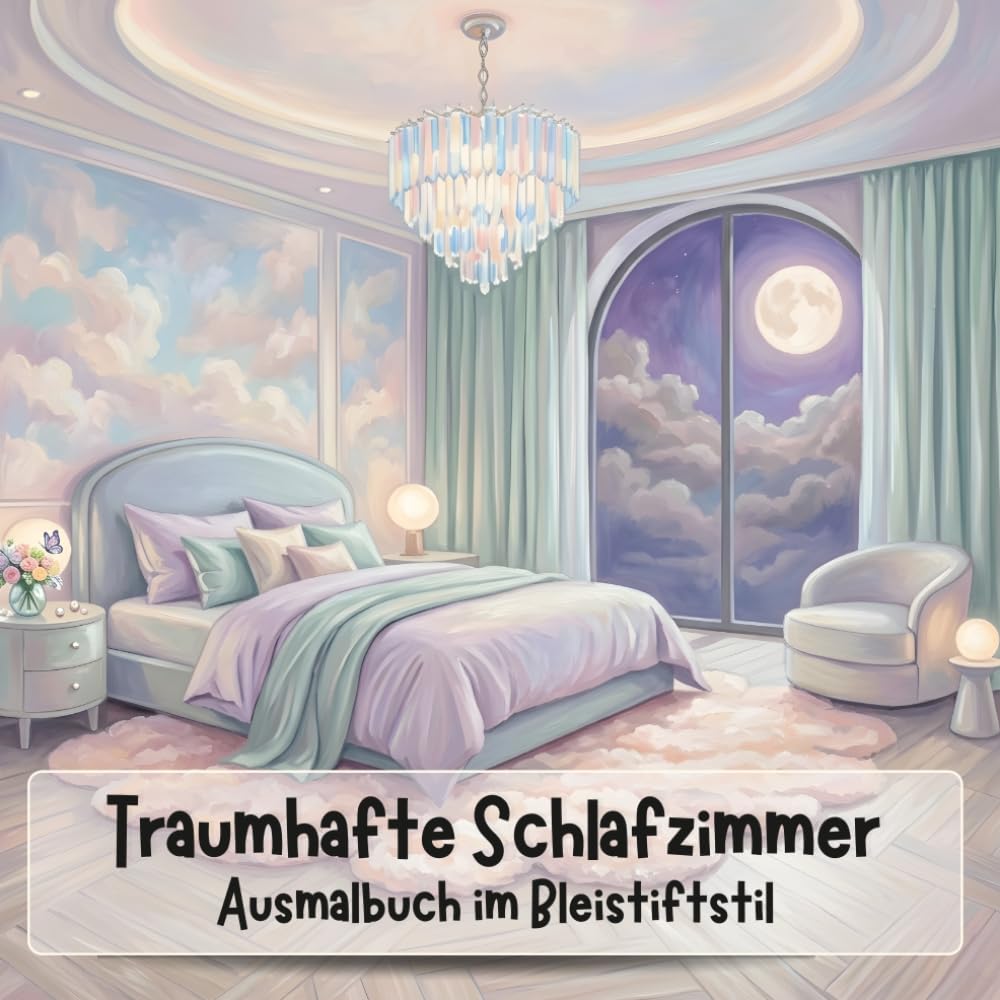 Ausmalbuch im Bleistiftstil, Traumhafte Schlafzimmer.: 100 detailreiche Bleistift‑Illustrationen moderner, gemütlicher und kreativer ... Traumräume zum kolorieren und träume.