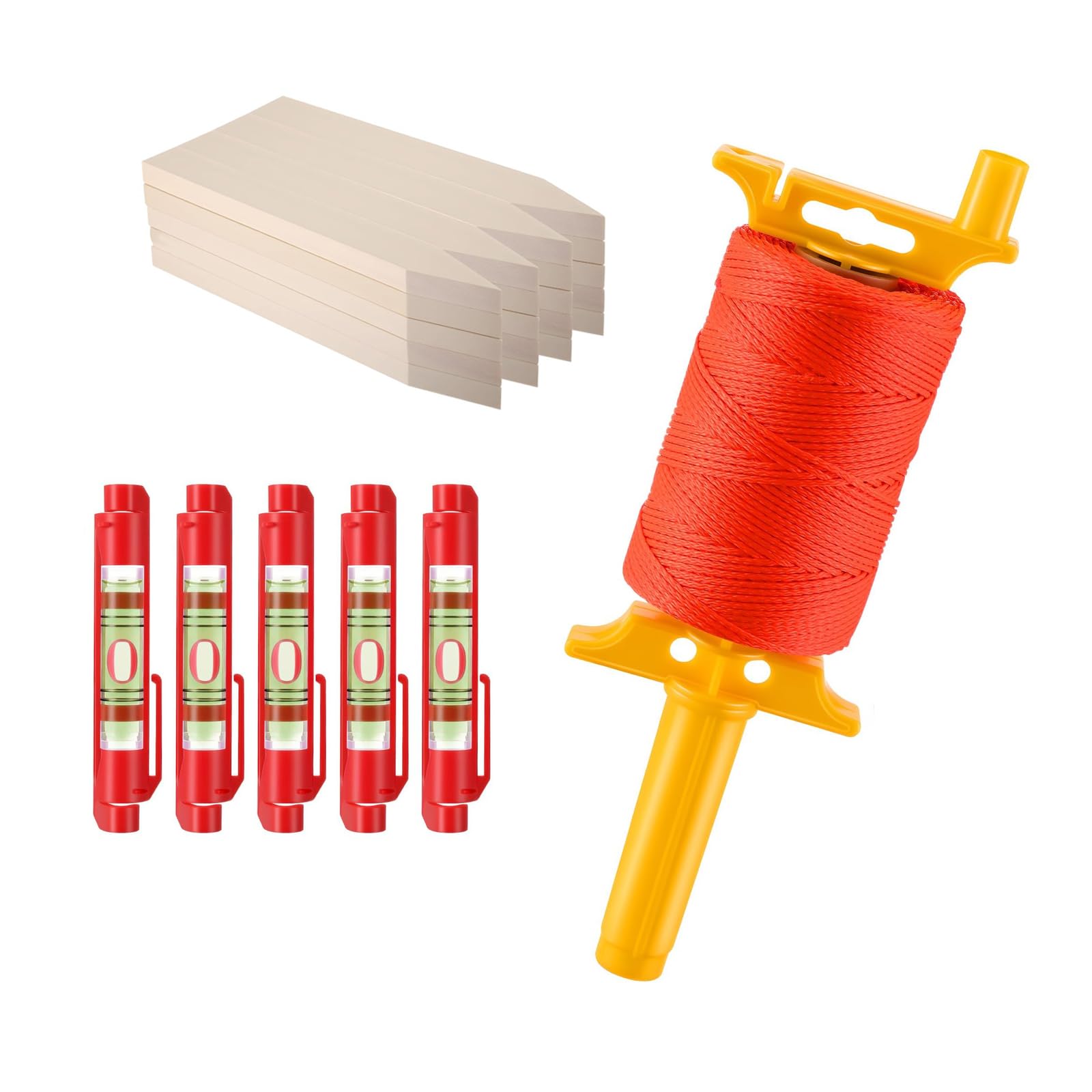 20 Natural Wood Plant Stakes with Twine String and 5 Bubble Levels for Outdoor Gardening Gardening Equipment Set