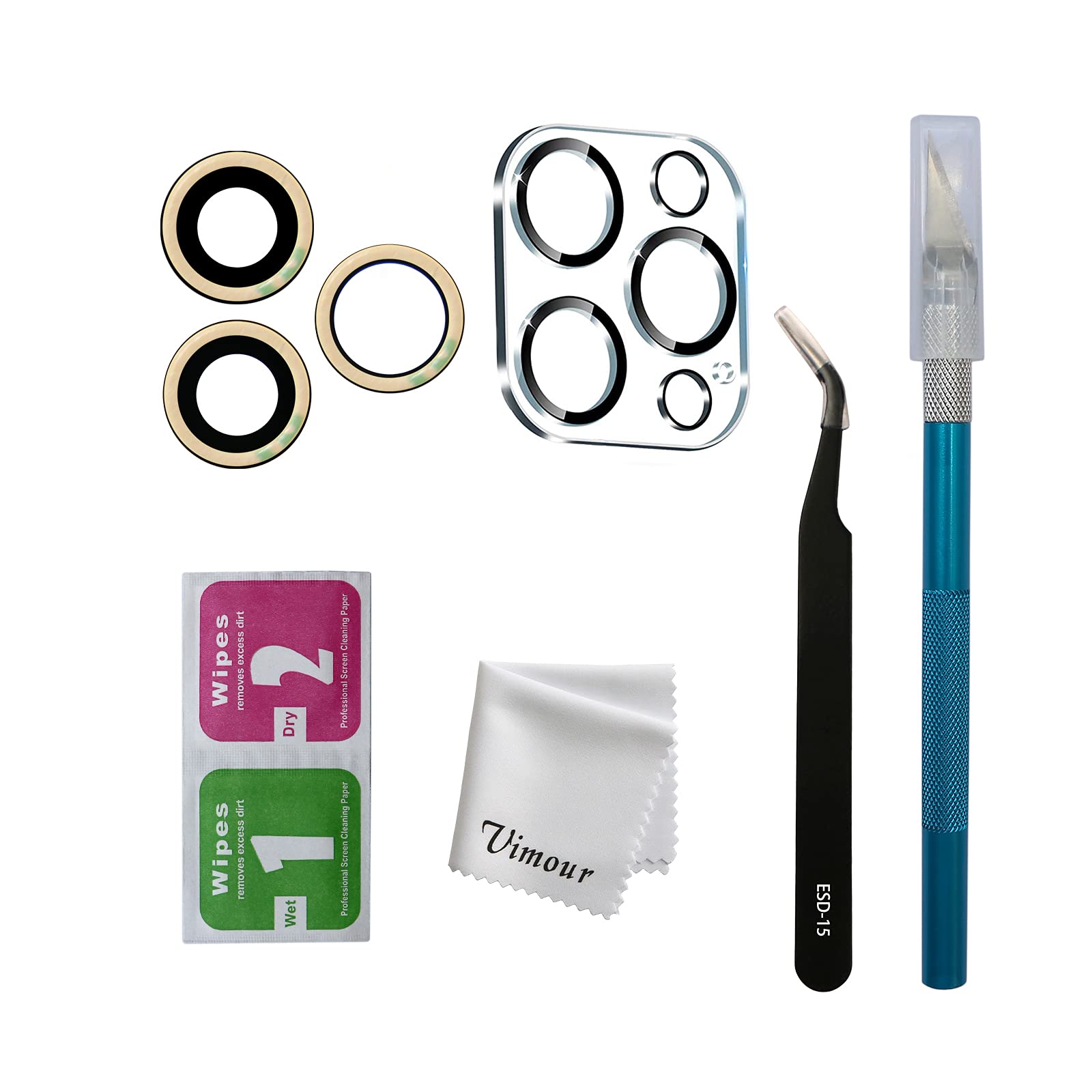 VimourRear Back Camera Glass Lens with Pre-Installed Adhesive Lens Protector and Repair Toolkit Replacement for iPhone 12 Pro Max 6.7 Inch