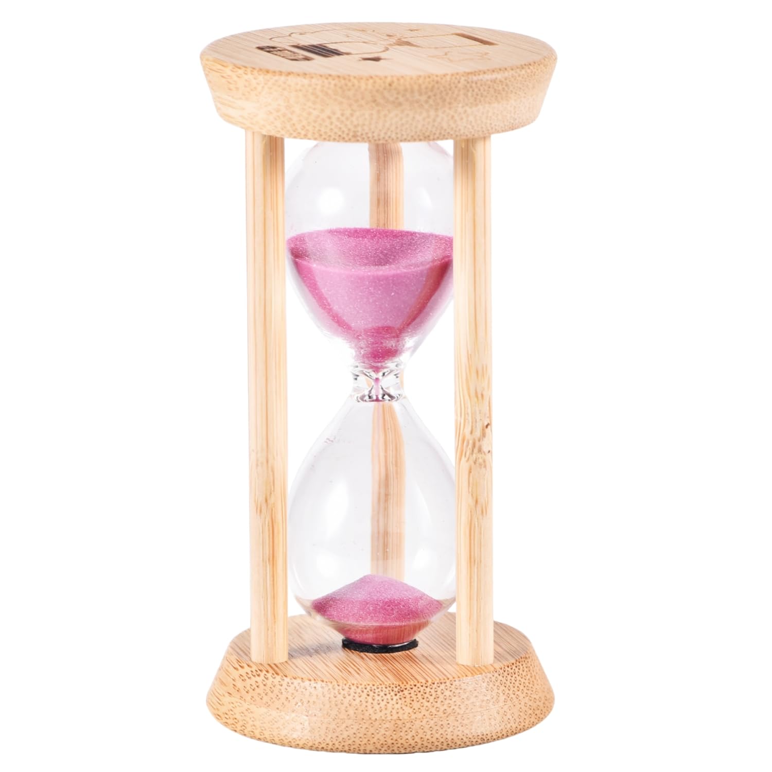 Mini Wooden Sand Timers,100% Bamboo Hourglass Sand Timers 5Min Sandglass Timer for Toothbrush Timer Games Classroom Home Office Cooking（Pink+5Min）