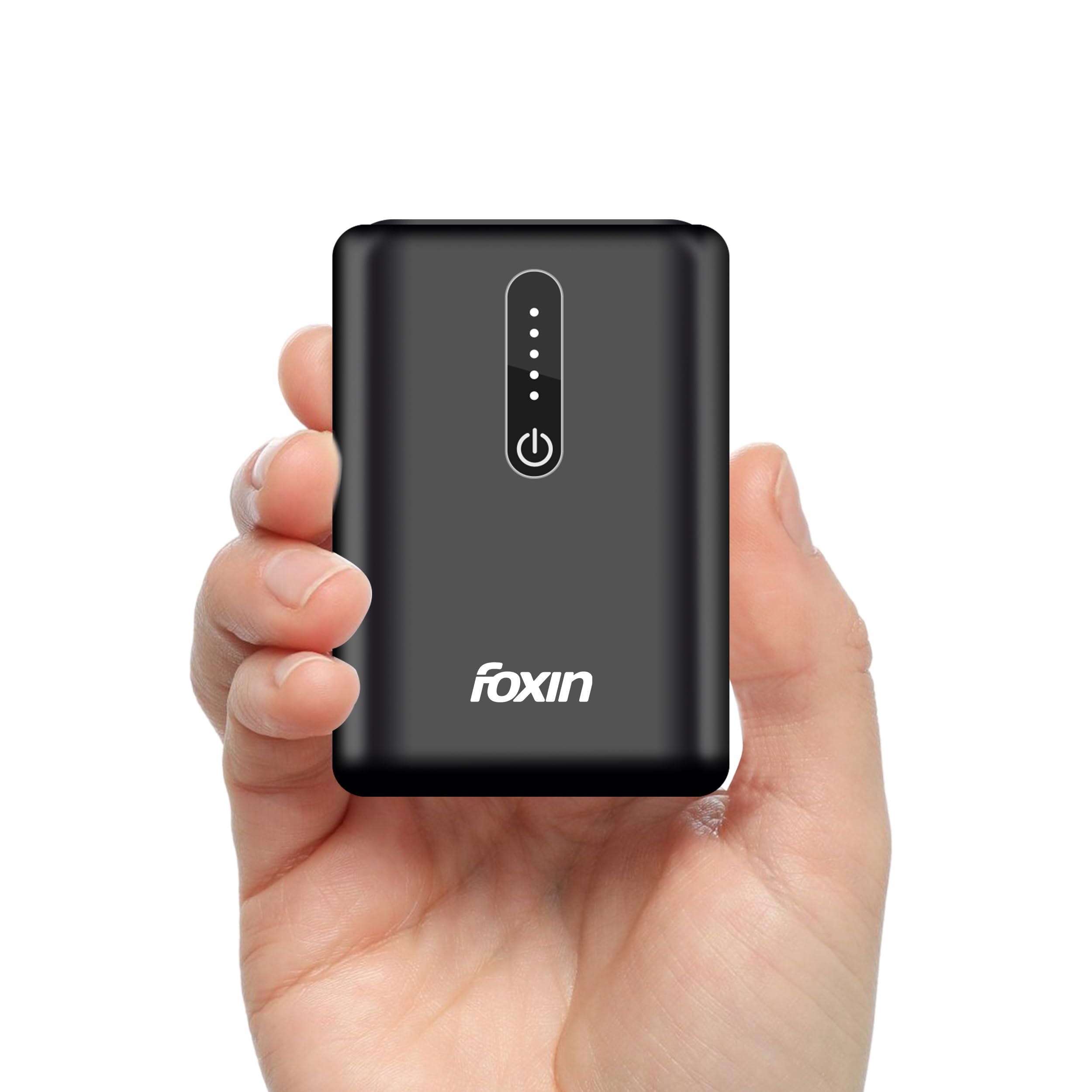 Foxin Fist 10000mAh 10k Mini Power Bank | 22.5W Super Fast Charging | Built-in Type-C Cable & PD Output | Small Pocket Size | for iPhones/Android Mobiles & Other Devices | Made in India - Black