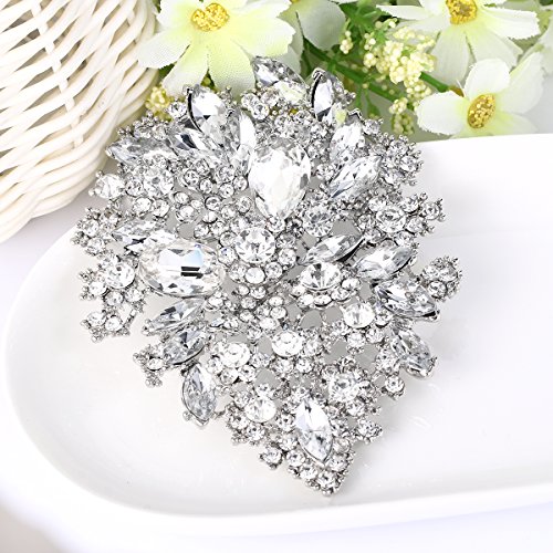 Image of EVER FAITH Women's Austrian Crystal Vintage Style Flower Leaf Cluster Brooch Pendant