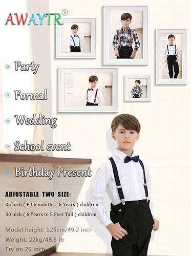 Miniatura 6 de AWAYTR Juego de corbatín con tirantes y tirantes ajustables para niños y niñas