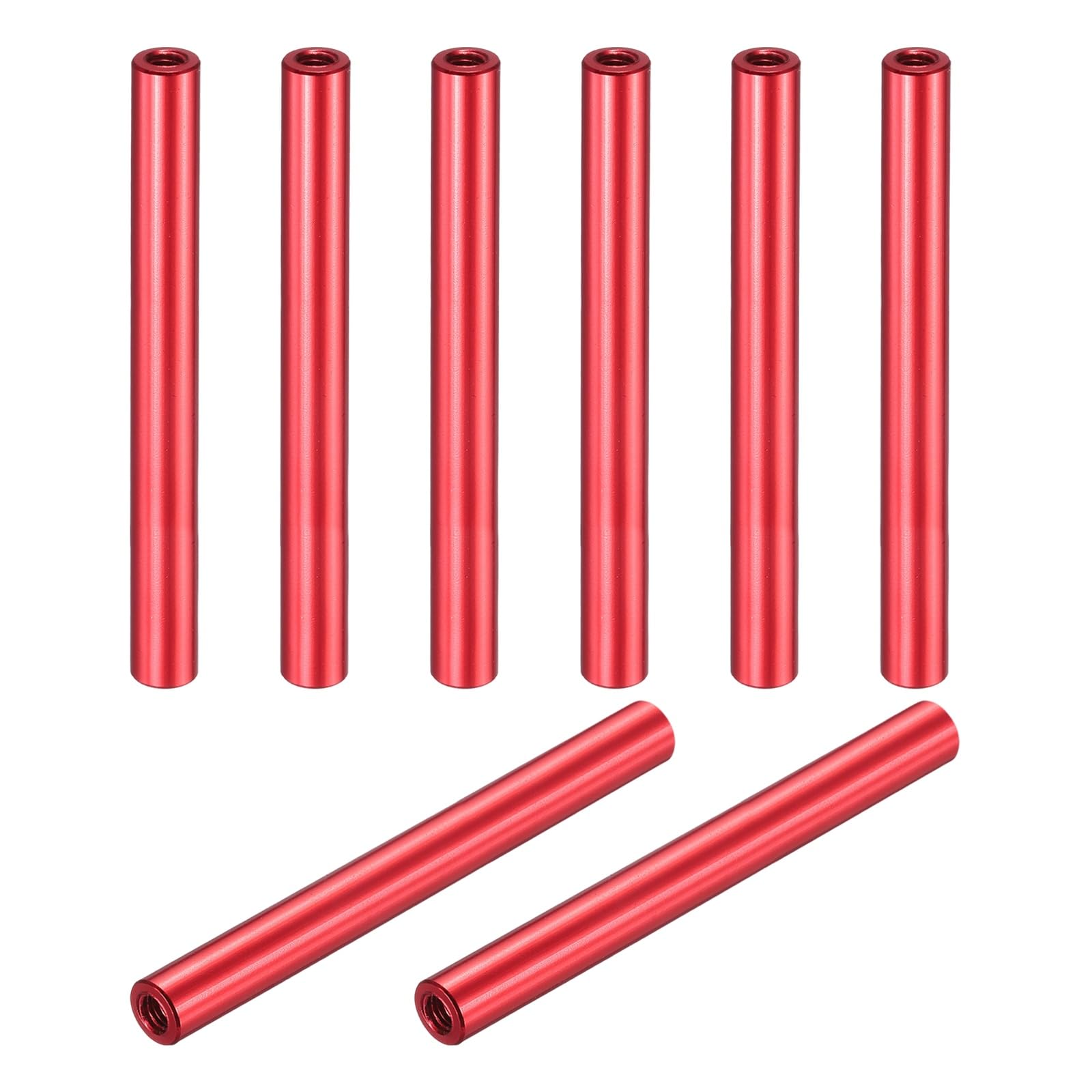 sourcing map 8 Pcs M3x50mm Round Aluminum Standoff Column Spacer, Coupling Screws Female Threaded Spacers for RC Multirotor Parts DIY FPV Quadcopter (Red)