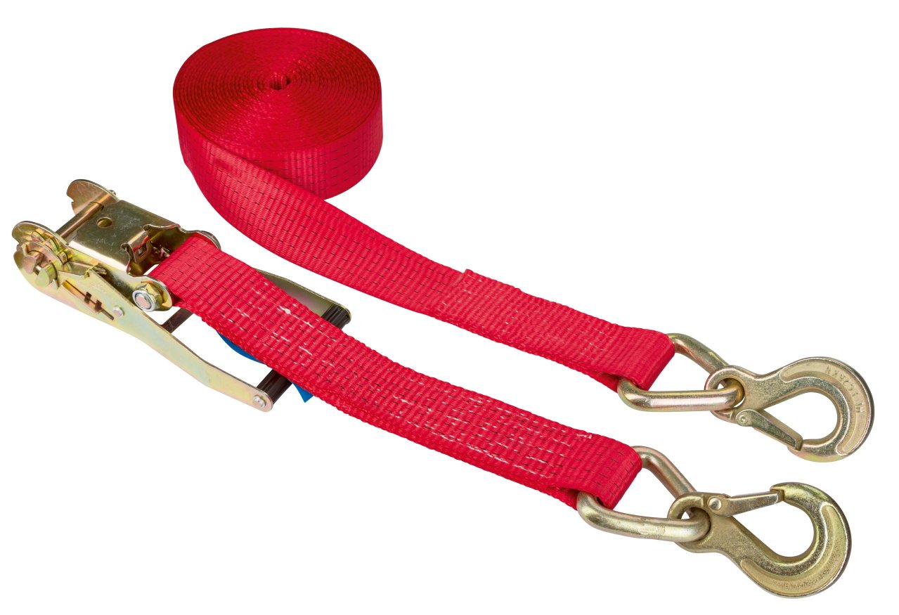 Kerbl 37179 Ratchet Lashing Strap Eyelet Hooks, 2 pieces, 50 mm x 8 m, 5000 kg, Red