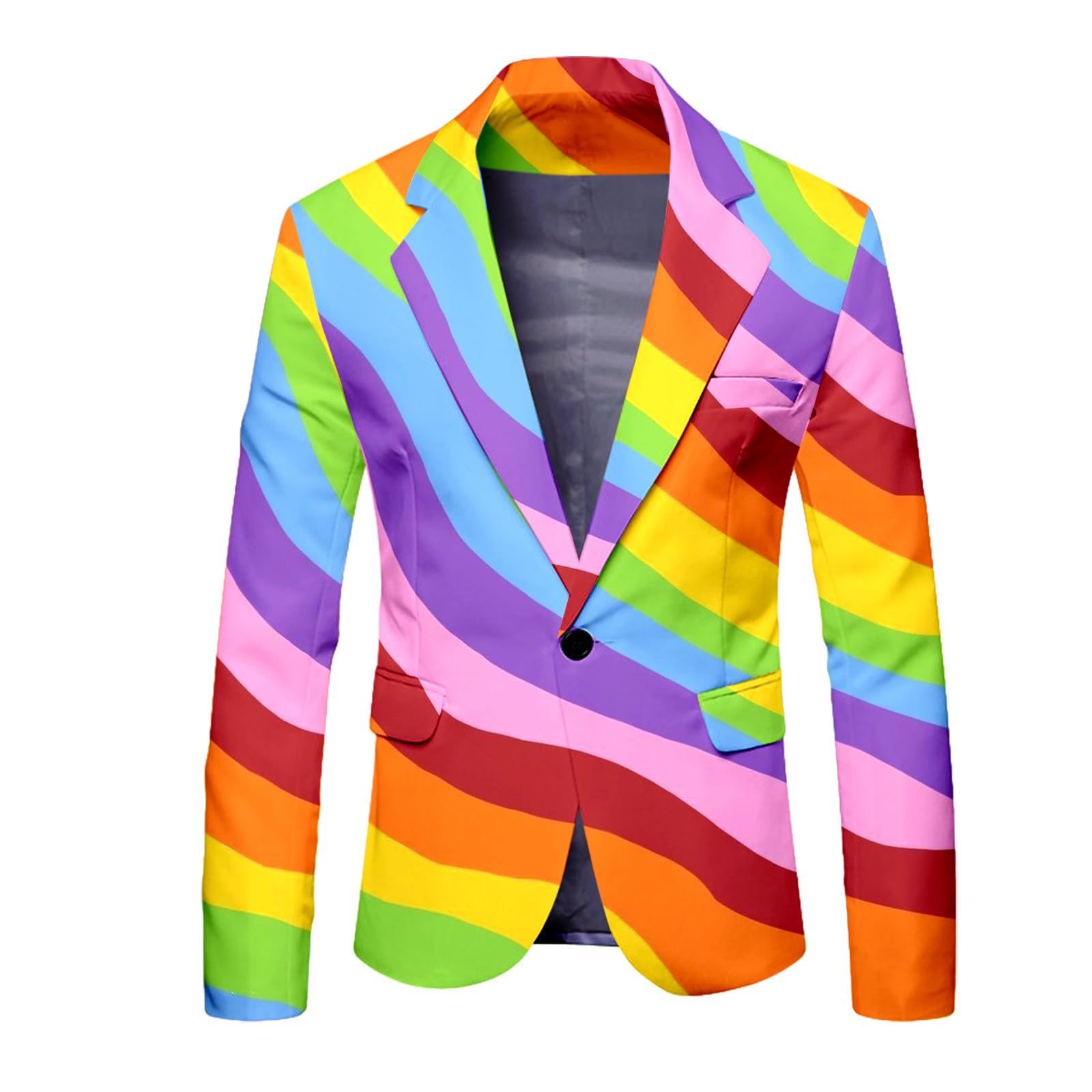 Celanisai Colourful Jacket Men's Rainbow Suit Jacket Fashionable Party Rainbow Suits Funky Blazer Suit Neon Coloured Suit Jacket LGBTQ Pride Month Jacket Prom Carnival Costume, Q Multicolor, XXL
