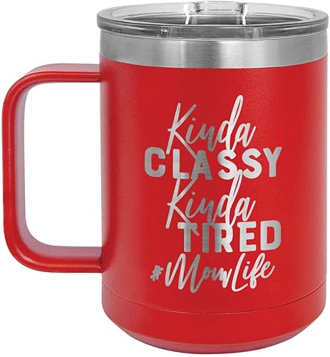 Miniatura 5 de KINDA CLASSY KINDA Cansado MOMLIFE Amarillo 15 oz Taza de café con tapa superior deslizante  Taza de café de viaje aislada  Ideas de regalo de