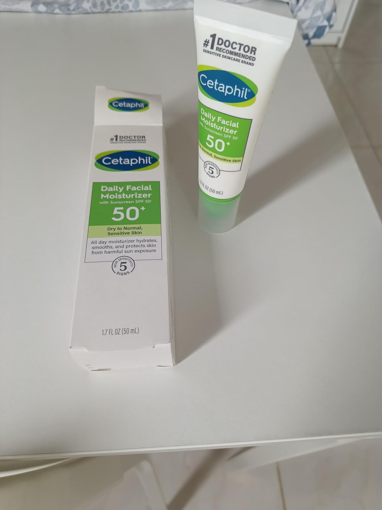 Cetaphil Daily Facial Moisturizer SPF 50, 1.7 Fl Oz (Pack of 2), Gentle Facial Moisturizer For Dry to Normal Skin Types, No Added Fragrance, Dermatologist Recommended (Packaging May Vary)