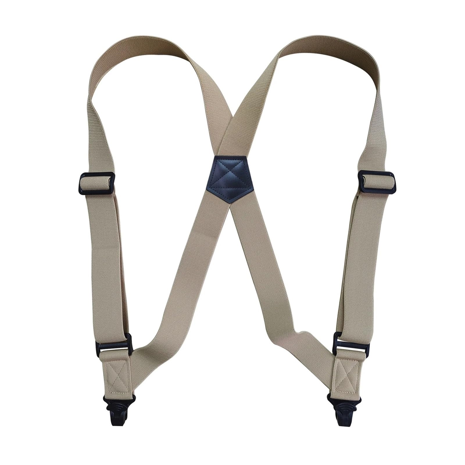WENH Suspenders For Men 3.8cm/1.5inch Wide Heavy Duty Big Tall Trucker Suspender Adjustable Plastic Side Clip Trouser Braces(Beige)