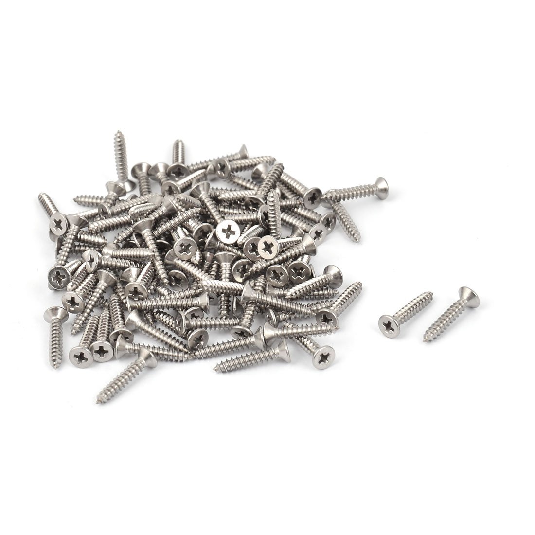 Uxcell Silver Sourcing Map M2.9 X 15Mm Cross Head Countersunk Self Tapping Screw 100 Pcs