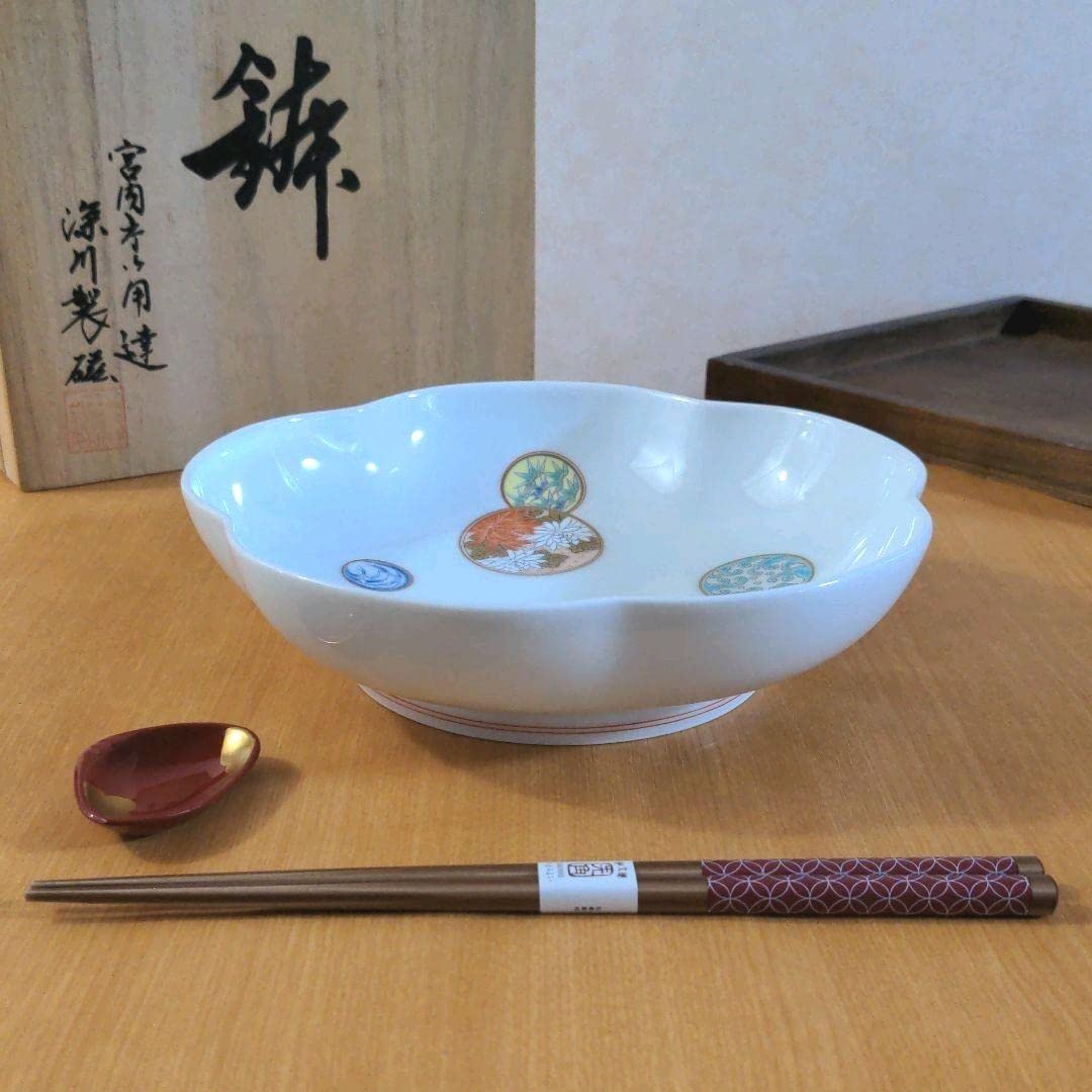 Amazon.co.jp: ✿ ♪深川製磁 木箱付き 寿赤絵 梅型 6号鉢 中鉢 盛鉢