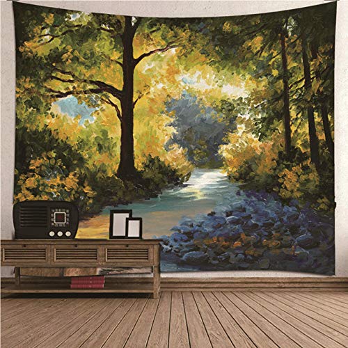 CEVAN Tapicería Pared Tapiz Suelo Piscina Antideslizante Camino En El Bosque Tapiz Liso Tela Tapiz De Suelo Piscina Rectangular Amarillo Verde 150X130Cm