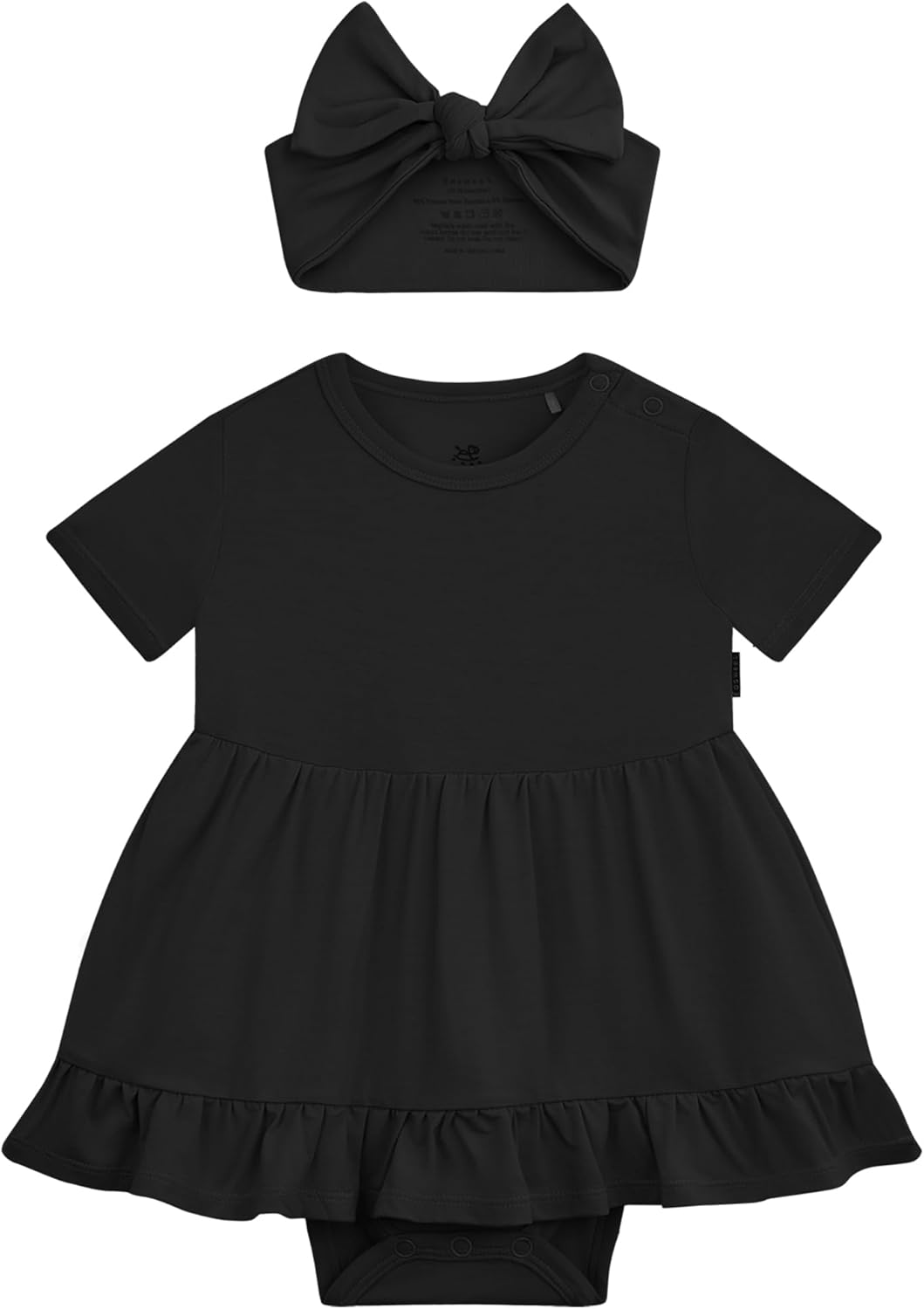 Infant Baby Girl Bodysuit Dress with Hairband Set, Bamboo Viscose Summer Clothes Outfit